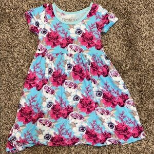 Kids Floral Dress - Blue and Pink